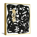 Abstract Paintings With Black White Lines And Geometric Shapes On Gray Background