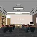 Traditional Chinese Wine and Spirits Store Interior With Display Shelves Red Decor And Lighting