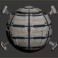 Spherical Space Probe With Metallic Surface And Gold Patterned Landing Support Legs