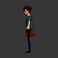 3D Boy Character With Brown Hair Teal T Shirt Brown Shoulder Bag And Outstretched Arms