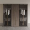 Modern Wardrobe with Glass Doors White Garments Hanging Inside Drawers and Shoes Storage