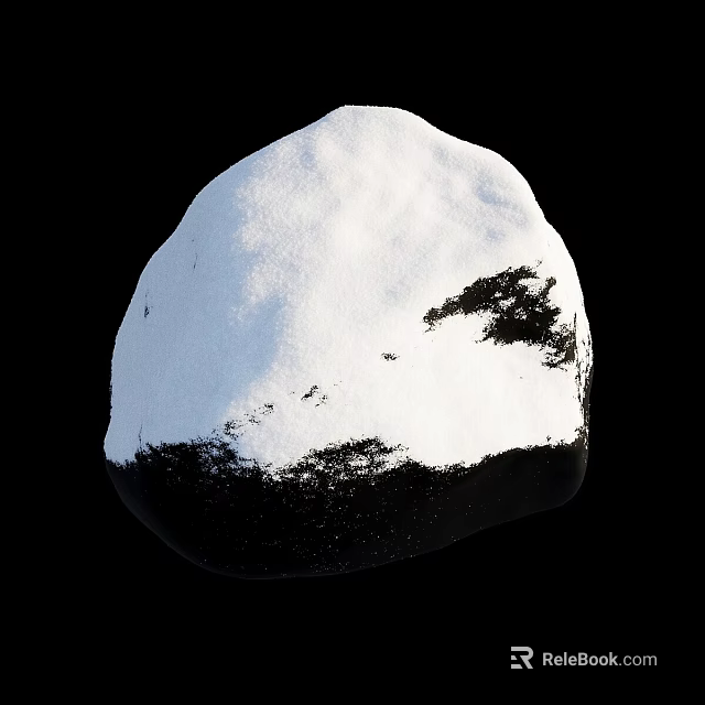 Snow Covered Black Object With White Snow Layer On Dark Background 3d model 