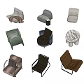 Various Single Sofa Designs In Different Colors Fabric And Leather Upholstery 3d model