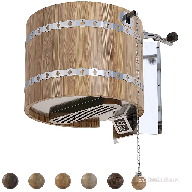 Modern Wall Mounted Shower Head With Wooden Design And Silver Metal Accents 3d model 