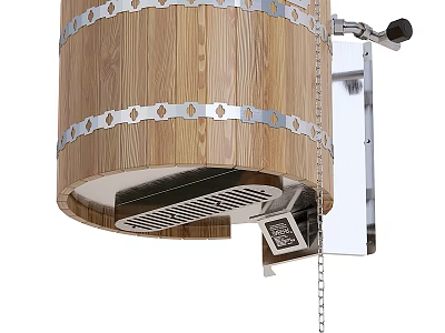 Modern Wall Mounted Shower Head With Wooden Design And Silver Metal Accents 3d model