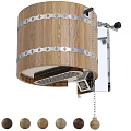 Modern Wall Mounted Shower Head With Wooden Design And Silver Metal Accents