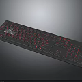 Black Full Size Keyboard with Red Backlit Keys and Numeric Keypad Layout 3d model