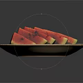 Fresh Sliced Watermelon Served on Blue and White Striped Plate