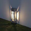 Rectangular Outdoor Light With Hollow Out Design Illuminating Wall And Grass 3d model