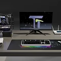 Modern Gaming PC Setup With Open Frame Case RGB Lighting Monitor And Keyboard