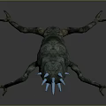 Game Movie Character Menacing Fantasy Creature With Many Legs Blue Spiked Back And Glowing Eyes