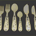 Elegant Silverware Set With Intricate Floral Carved Handles And Mirror Finish