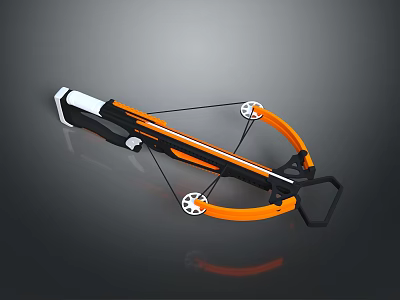Modern Orange And Black Crossbow With Mechanical Pulley System And Ergonomic Grip 3d model