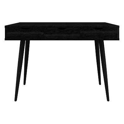 Black Modern Minimalist Desk With Three Drawers And Slender Legs 3d model