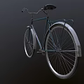 Teal Vintage Bicycle With Gray Seat And Spoked Wheels In Retro Style