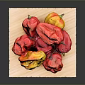 Fresh Red and Yellow Peppers Arranged on Wooden Board for Cooking Recipes