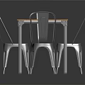 Modern Wooden Top Dining Table With Four Metal Chairs For Home Dining Area