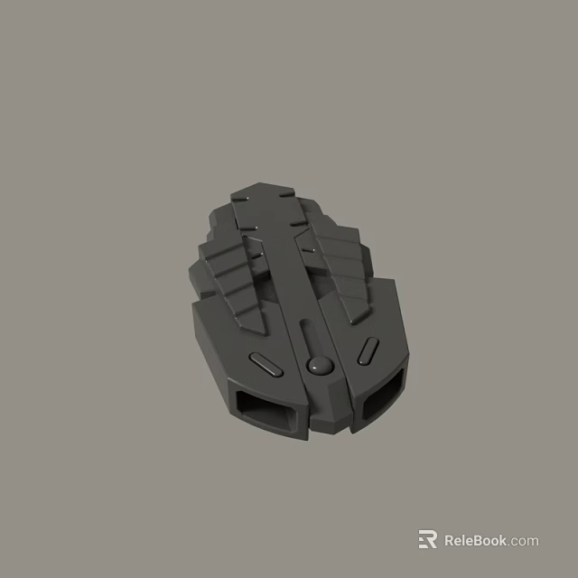Gray Mechanical 3D Model With Industrial Structured Protrusions And Holes 3d model 