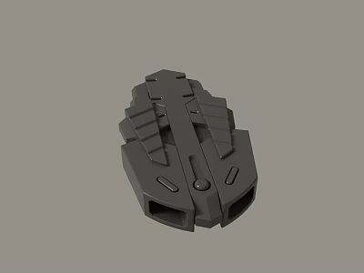 Gray Mechanical 3D Model With Industrial Structured Protrusions And Holes 3d model