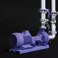 Industrial Pump Equipment With Purple Motor Silver Pipes Mechanical Flanges And Gauge