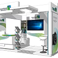 Singapore Polytechnic WorldSkills Exhibition Booth With Large Screen Display Shelves And Stool
