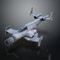 Futuristic Fighter Jet 3D Render With Metallic Airframe Twin Engines And Front Cannon