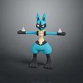 Pokémon Lucario 3D Model Character With Blue Body Black Ears And Yellow Chest Marking