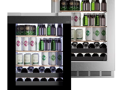 Stainless Steel Beverage Refrigerator With Glass Door For Bottled Drinks And Wine Storage 3d model