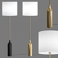 Modern Floor Lamps With Black And Gold Bases And White Fabric Shades