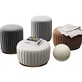 Light Luxury Sofa Stool Fabric Sofa Stool Pier Leisure Sofa Stool Bed End Stool Round Stool Cloakroom Stool Camera Sofa Stool Combination 3d model