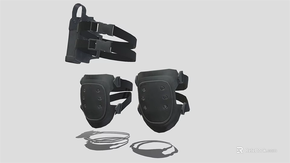 Protective Knee Pads With Adjustable Straps And Ergonomic Design For Safety 3d model 