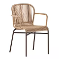 Two Modern Rattan Leisure Chairs With Metal Frame And Armrests Design