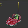 Red Bumper Car With Single Seat Steering Wheel And Antenna For Amusement Park