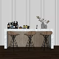 Modern Bar Chair Combination Bar Counter 3d model