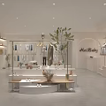 Modern Minimalist Clothing Store Interior With Hanging Clothes Display Areas And Cozy Furniture