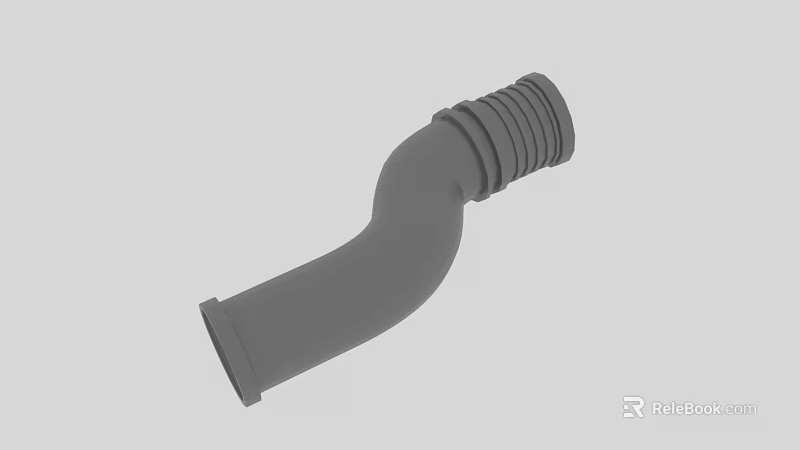 Industrial Grey Tubular Mechanical Component With Ringed Structure And Curved Design 3d model 