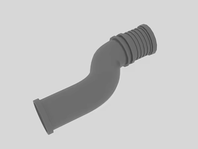 Industrial Grey Tubular Mechanical Component With Ringed Structure And Curved Design 3d model