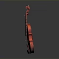 Glossy Red Violin As Household Item On Gray Background With Reflection