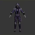 Purple Hooded Character Outfit With White Accents Armored Details And Gloves