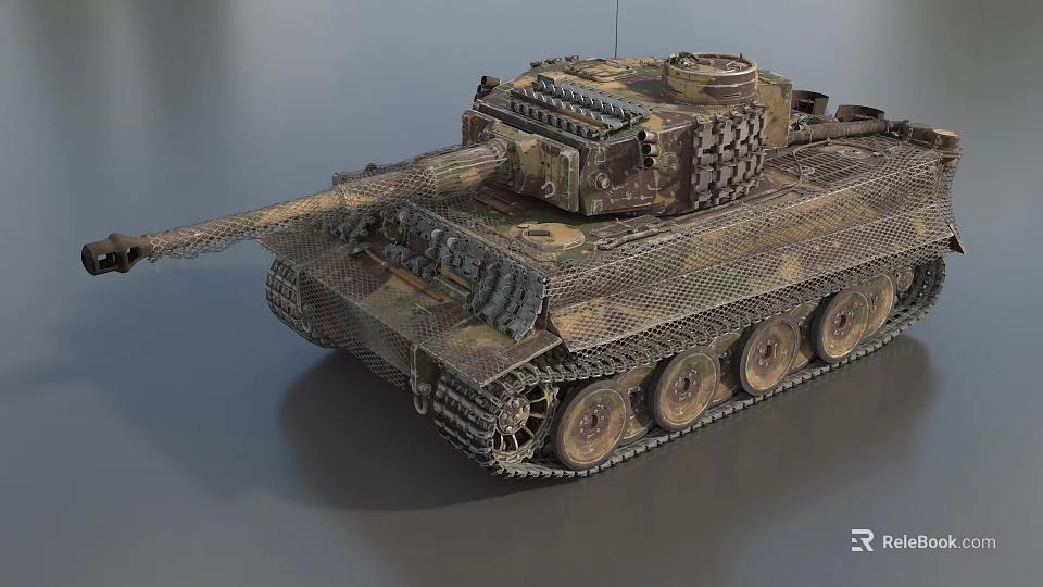 Military Camouflage Armored Tank Featuring Detailed Tracks Turret And Mesh Armor 3d model 