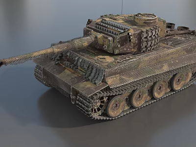 Tiger tank H1 main battle tank heavy tank light tank World War II tank low face number low model simple model film and television level super realistic high precision 3d model