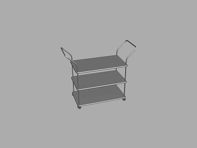 Sturdy 3 Tier Metal Trolley With Wheels And Handles For Storage Use 3d model