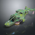 Green Camouflage Helicopter Model With Low Poly Design And Cockpit Details