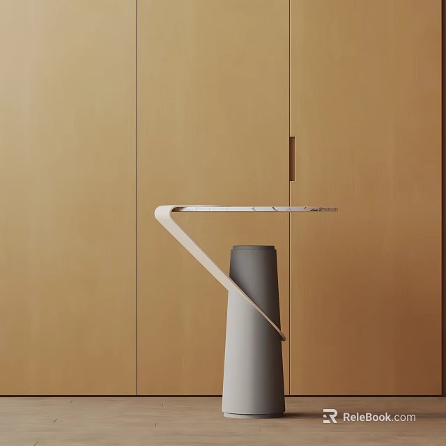 Minimalist Modern Side Table With Sleek Metal Frame And Wooden Wall Backdrop 3d model 