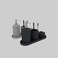 Modern Bathroom Accessories Set With Ribbed Ceramic Soap Dispenser Toothbrush Holder Lidded Container And Tray