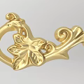 Golden Carved Decorative Piece With Intricate Leaf And Scroll Patterns 3d model