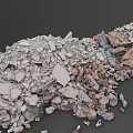 Large Heap of Construction Rubble With Concrete Fragments And Stone Pieces