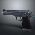 Modern Tactical Pistol With Metallic Body Black Grip And Silver Finish Design