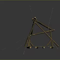 Wooden Swing Structure With Wooden Sticks Planks Ropes And Platform Base