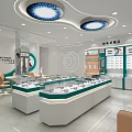 Modern Eyewear Store Interior With Glass Display Cases And Comfortable Seating 3d model
